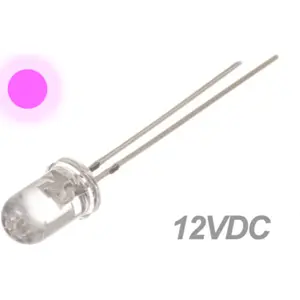LED 5mm transparente Rosa 1120..1560mcd 30º 12V