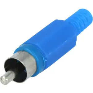 Ficha RCA Macho Azul c/ protecção para cabo