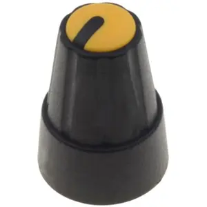 Botão de encaixe para potenciómetro [veio serrilhado] c/ indicador Ø13x19mm - amarelo