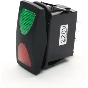 Interruptor basculante 3 posições estáveis - ON-OFF-ON - 250VAC 10A IP66 (4 pinos) - luminoso vermelho/verde