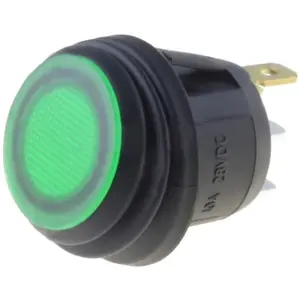 Interruptor basculante 2 posições estáveis - ON-OFF - 28VDC 10A (3 pinos) - luminoso verde