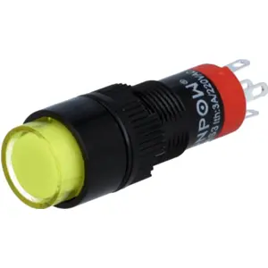 Botão interruptor de pressão unipolar SPDT ON-(ON) 24VDC 1A para soldar - amarelo - com luz LED 230V