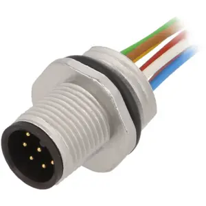 Ficha M12 macho 8 pinos c/ cabo