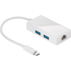 Adaptador/conversor multiport USB-C macho -> Ethernet + 2x USB 3.0
