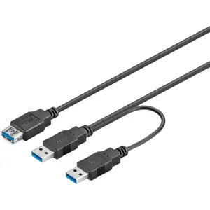 Cabo 2xUSB3.0 A - USB3.0 A - 0.3m c/ alimentação reforçada - preto