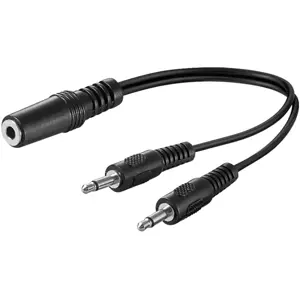 Adaptador Jack3.5mm 3pin stereo fêmea - 2x Jack3.5mm 2pin mono macho - 20cm