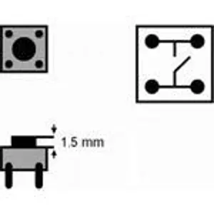 Botão miniatura 6x6x(5)mm, horizontal, 4 pinos