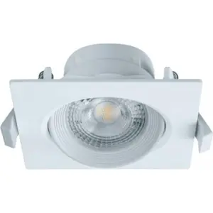 Downlight LED orientável quadrado 230VAC 7W 450lm 3000K 90x90x43.5mm (Ø75mm) - com driver