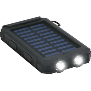 Powerbank solar 8000mAh (2x USB) c/ lanterna IP45 - preto
