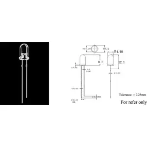 LED de alto rendimento, multichip 5mm amarelo 5lm