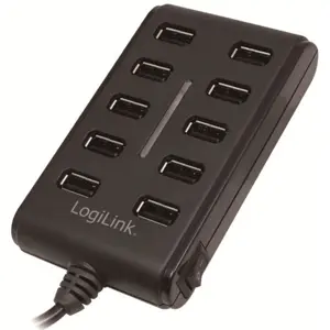 Hub USB 2.0 de 10 portas com alimentação - preto