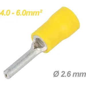 Terminal fino macho isolado amarelo (4.0-6.0mm²) Ø2.6mm