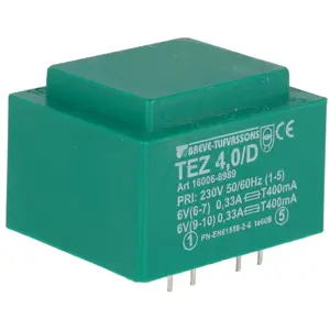 Transformador encapsulado para PCB 230VAC/6V+6V 4VA 0.33A
