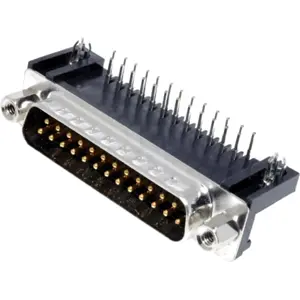 Ficha D-Sub DB25 pinos macho - para soldar em PCB 90º