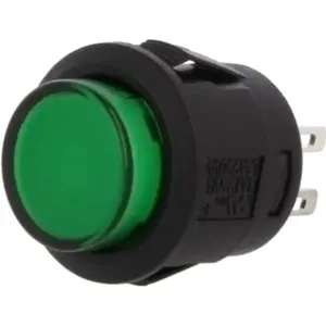 Botão interruptor de pressão unipolar verde OFF-(ON) SPST-NO 250V 1.5A