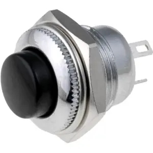Botão interruptor de pressão monoestável ON-(ON) 250VAC 1.5A (3 pinos) preto metálico