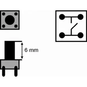 Botão miniatura 6x6x(9.5)mm SPST-NO 12VDC 50mA THT 1.6N