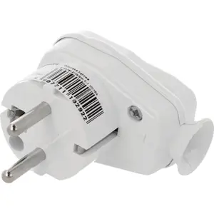 Ficha schuko macho 90º 250VAC 16A branca c/ interruptor