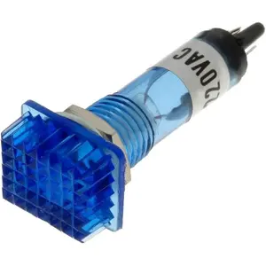 Indicador rectangular com lâmpada de neon azul 230VAC Ø10mm