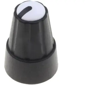 Botão de encaixe para potenciómetro [veio serrilhado] c/ indicador Ø13x19mm - branco