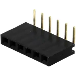 Barra de 6 pinos (1x6) fêmea 2.54mm 90º para PCB
