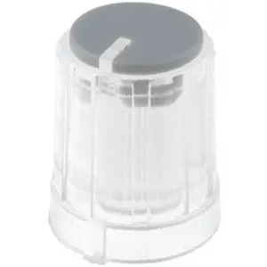 Botão de encaixe para potenciómetro [veio serrilhado] c/ indicador Ø13.3x16.5mm - transparente