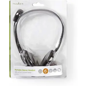 Auscultadores Headset c/ microfone, controlo de volume e 2 jacks 3.5mm - preto