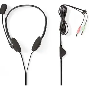 Auscultadores Headset c/ microfone, controlo de volume e 2 jacks 3.5mm - preto
