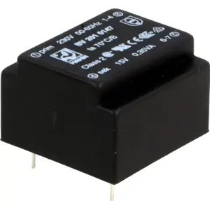 Transformador encapsulado para PCB 230VAC/15V 0.35VA 23mA