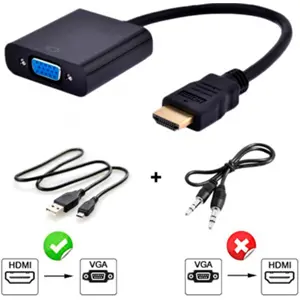 Conversor HDMI ➝ VGA + Audio c/ alimentação micro-USB