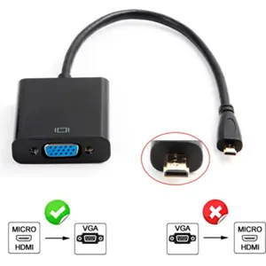 Conversor micro-HDMI macho - VGA fêmea + áudio (jack 3.5mm) - 25cm