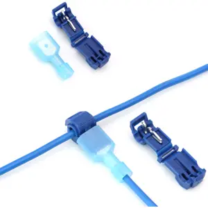 Kit de 50 (25+25) terminais ladrão de ligação rápida (Ladrão fêmea + Faston macho) - azul [1,5-2,5mm²]