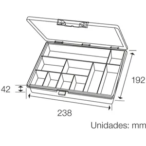 Caixa plástica para armazenamento de componentes (10 compartimentos) 238x192x42mm