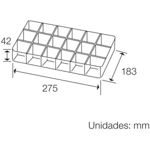 Caixa plástica para armazenamento de componentes (18 compartimentos) 275x183x42mm