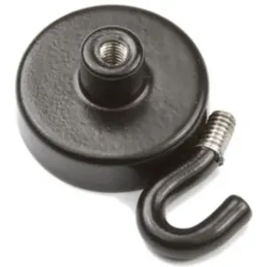 Íman Neodymium (NdFeB) com gancho N38 Ø25.3mm - preto