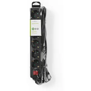 Bloco de 6 tomadas c/ interruptor - Preto - cabo (3x1.5mm²) 3.0m
