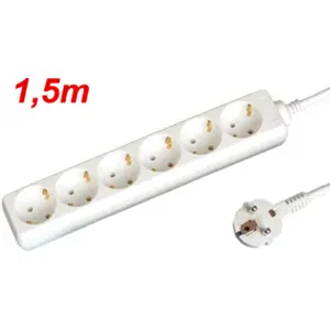 Bloque de 6 tomas - cable (3x1.5mm²) 1.5m