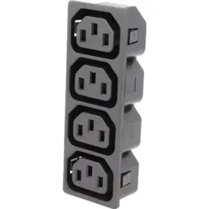 Ficha IEC C13 (hembra) cuádruple 3pin 10A de panel