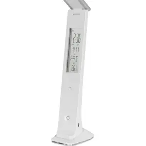 Lámpara de escritorio recargable con luz LED 3W + reloj y calendario digital