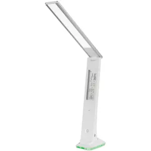 Lámpara de escritorio recargable con luz LED 3W + reloj y calendario digital