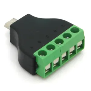 Ficha Micro-USB macho con bloque de terminales de tornillos