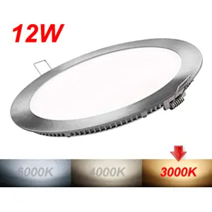 Downlight LED 230VAC 12W 900..950lm 2500..3000K Ø170x10mm (Ø155mm) - com driver - aço escovado