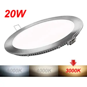 Downlight LED 230VAC 20W 1250lm 3000K Ø235x11mm (Ø220mm) - com driver - aço escovado