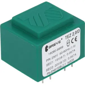 Transformador encapsulado para PCB 230VAC/15V+20V 2VA
