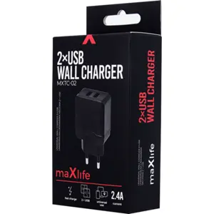 Carregador 2xUSB (230VAC -> 5VDC) 2.4A - preto