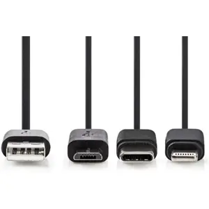 Cabo 3-em-1 USB-A -> Micro-USB/USB-C/Lightning - preto - 1.0m