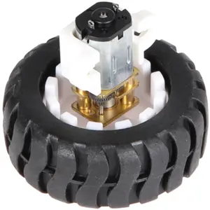 Micro Motor DC c/ Redutor Metálico 6V 300rpm + Roda c/ pneu de Ø43mm