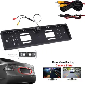 Suporte de matricula c/ câmara 1/4'' 500TVL c/ LED para Traseira - preta