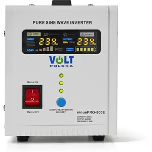 Inversor 12VDC ➝ 230V onda sinusoidal pura 800VA 500W c/ função de UPS - Volt Polska sinusPRO-800E