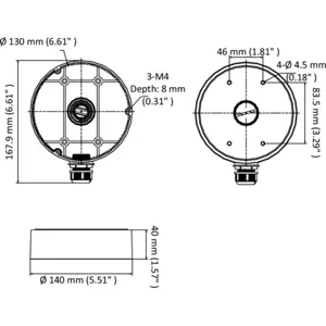 Caixa de ligação para câmaras Dome Hikvision Ø137x42mm